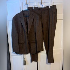 Brown Herringbone Men’s Two Piece Suit 5XL